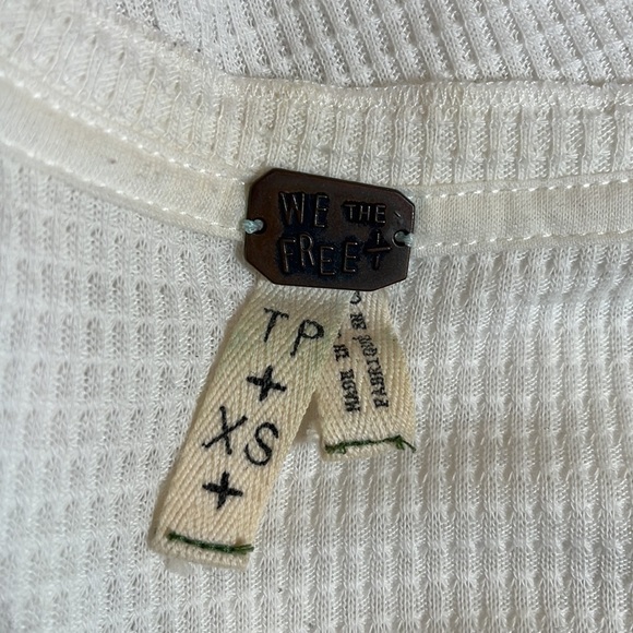 Free People We The Free White Waffle Shirt - Picture 9 of 10
